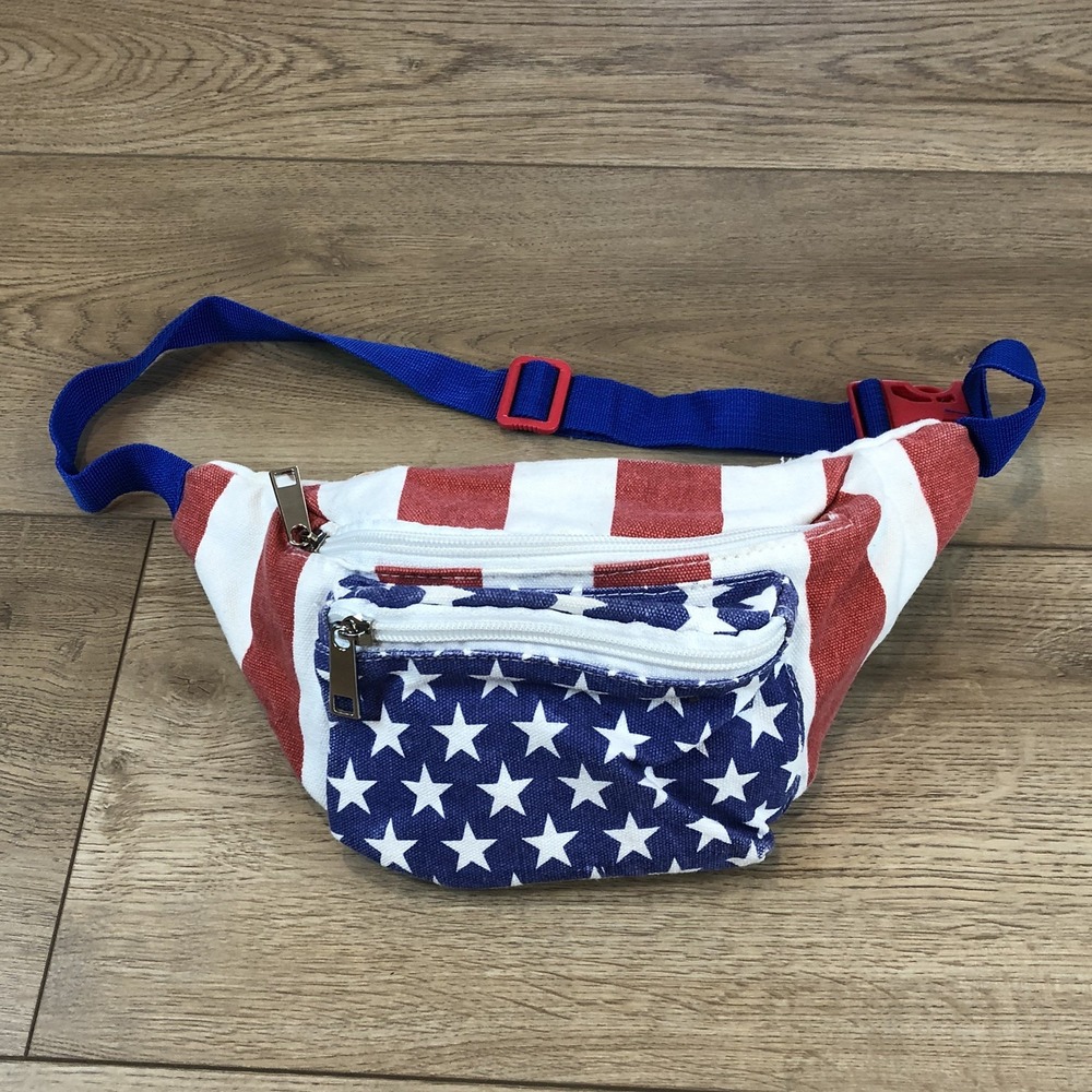American Flag Belt Bag Fanny Pack Stars Stripes Adjustable‎ Collections Etc NEW
